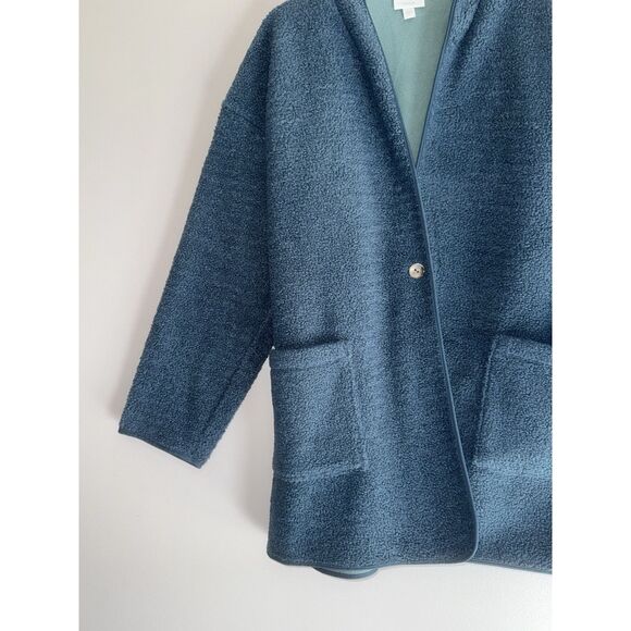 Pure J. Jill Fleece-Lined Boucle Cardigan Sweater Jacket Teddy Long Oversized XL - Picture 5 of 15